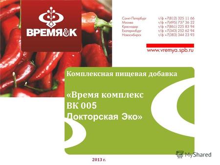 Комплексная пищевая добавка «Время комплекс ВК 00 5 Докторская Эко » 2013 г.