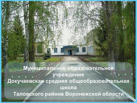 Муниципальное образовательное учреждение Докучаевская средняя общеобразовательная школа Таловского района Воронежской области.