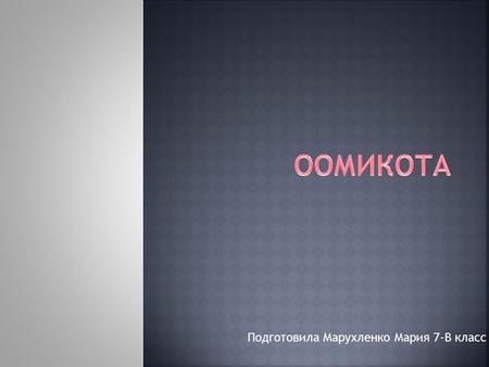 Подготовила Марухленко Мария 7-В класс. Подцарство Гетеротрофные хромисты – грибоподобные организмы. Отдел Оомикота – Oomycota(поразит). Грибы, относящиеся.