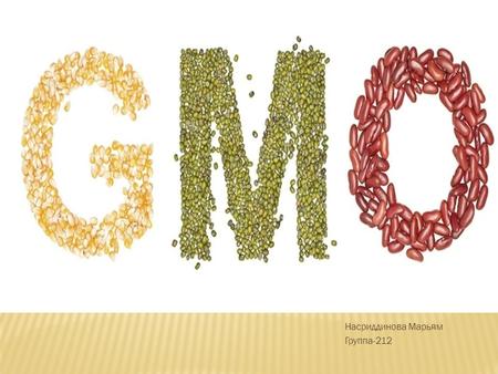 Насриддинова Марьям Группа-212. ГМО это, пожалуй, самая популярная и самая непонятная страшилка последних лет. Одни ученые говорят, что от употребления.