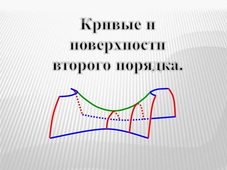 1 2 В аналитической геометрии линией на плоскости называют все точки плоскости, координаты которых удовлетворяют уравнению F(x, y) = 0, где F(x, y) – многочлен.