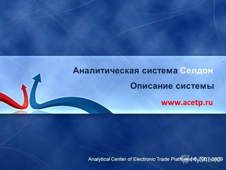 Analytical Center of Electronic Trade Platforms © 2007-2009 Аналитическая система Селдон www.acetp.ru Описание системы.