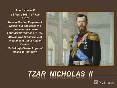 Tzar Nicholas II