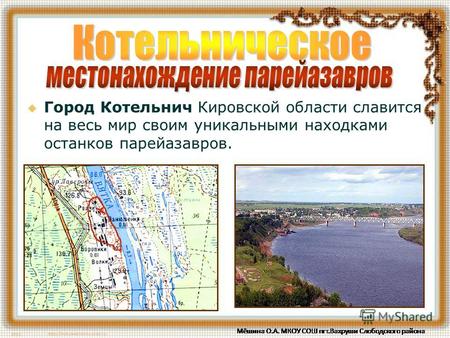 Город Котельнич Кировской области славится на весь мир своим уникальными находками останков парейазавров.