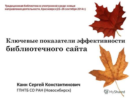 Канн С.К. Ключевые показатели эффективности библиотечного сайта (Красноярск, 2014)