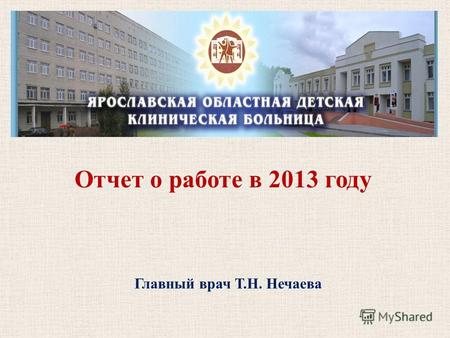 Отчет о работе в 2013 году Главный врач Т.Н. Нечаева.