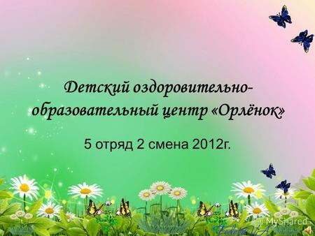 Детский оздоровительно- образовательный центр «Орлёнок» 5 отряд 2 смена 2012 г.