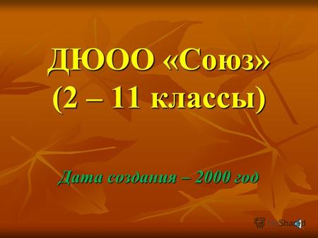 ДЮОО «Союз» (2 – 11 классы) Дата создания – 2000 год.