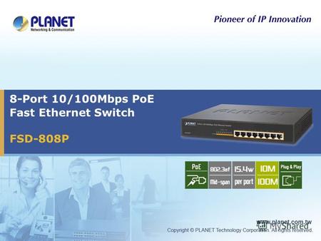 8-Port 10/100Mbps PoE Fast Ethernet Switch FSD-808P.