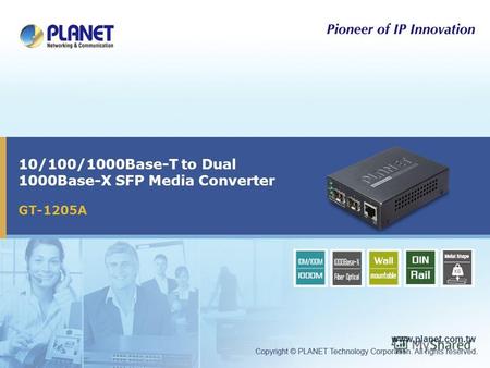 10/100/1000Base-T to Dual 1000Base-X SFP Media Converter GT-1205A Icon5Icon4Icon3Icon2Icon1.