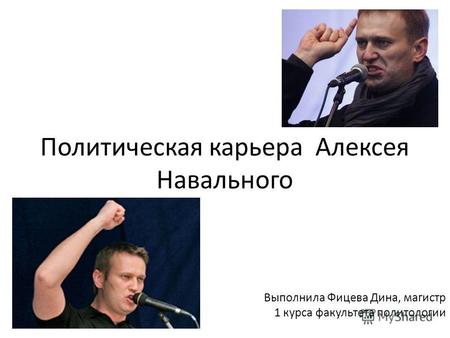 Политическая карьера Алексея Навального Выполнила Фицева Дина, магистр 1 курса факультета политологии.