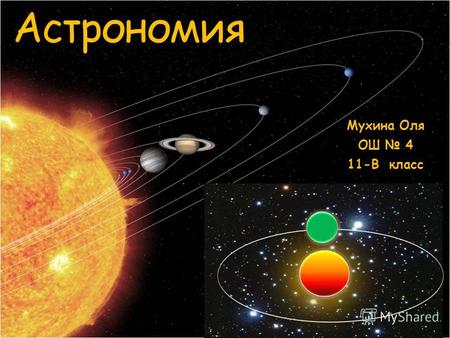 Астрономия Мухина Оля ОШ 4 11-В класс. Солнечная система.