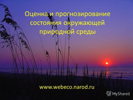 Оценка и прогнозирование состояния окружающей природной среды www.webeco.narod.ru.