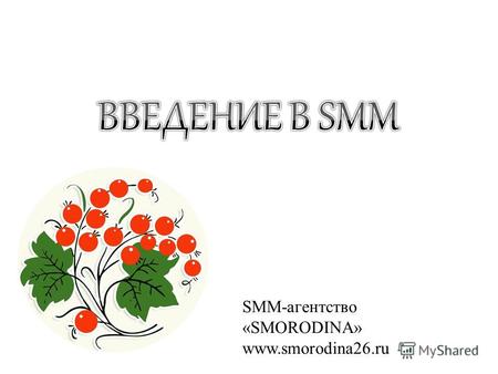 SMM-агентство «SMORODINA» www.smorodina26.ru. ПЛАН: 1. Что такое и для чего нужен Social Media Marketing 2. Какую сеть выбрать для продвижения? 3. Стратегии.