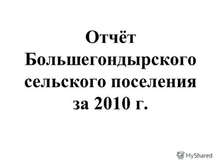 Отчёт Большегондырского сельского поселения за 2010 г.
