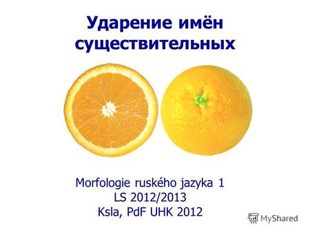 Ударение имён существительных Morfologie ruského jazyka 1 LS 2012/2013 Ksla, PdF UHK 2012.