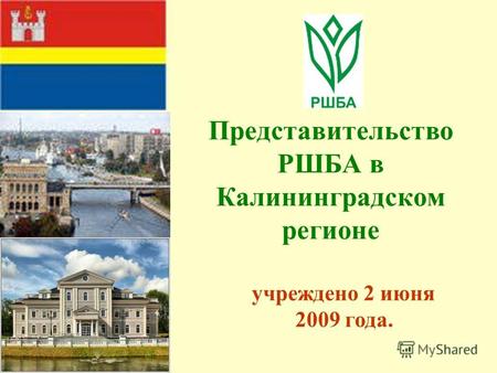 Представительство РШБА в Калининградском регионе учреждено 2 июня 2009 года.