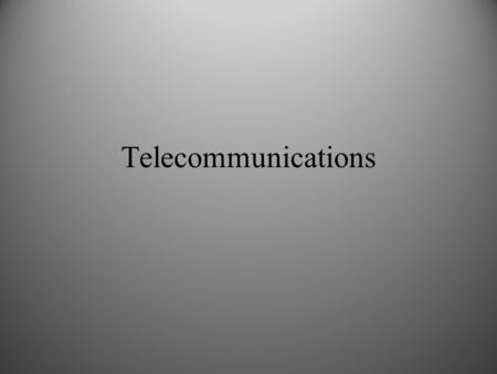 Telecommunications. Telecommunication is the transmission of signals over a distance for the purpose of communication.