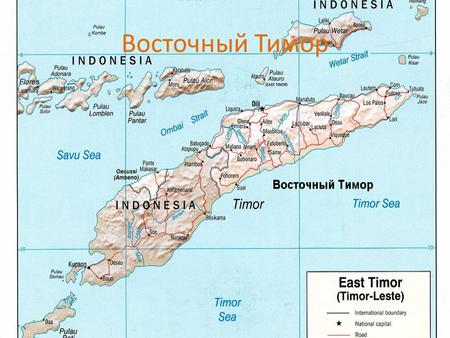 Восточный Тимор. Основные сведения Общая площадь страны – 15 тыс. кв. км. Длина береговой линии составляет 6789 км. Столица – город Дили. Форма правления.
